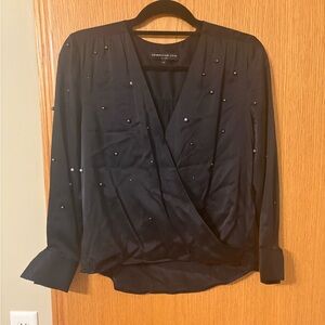 Generation Love Black Silk Pearl Blouse Top X Small
